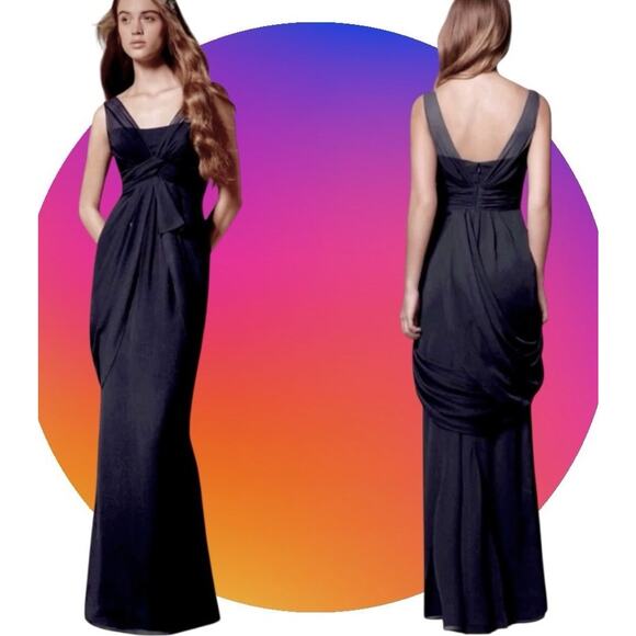 White by Vera Wang Black Evening Gown Dress Womens Sz 14 XL Sleeveless Chiffon - Picture 3 of 16